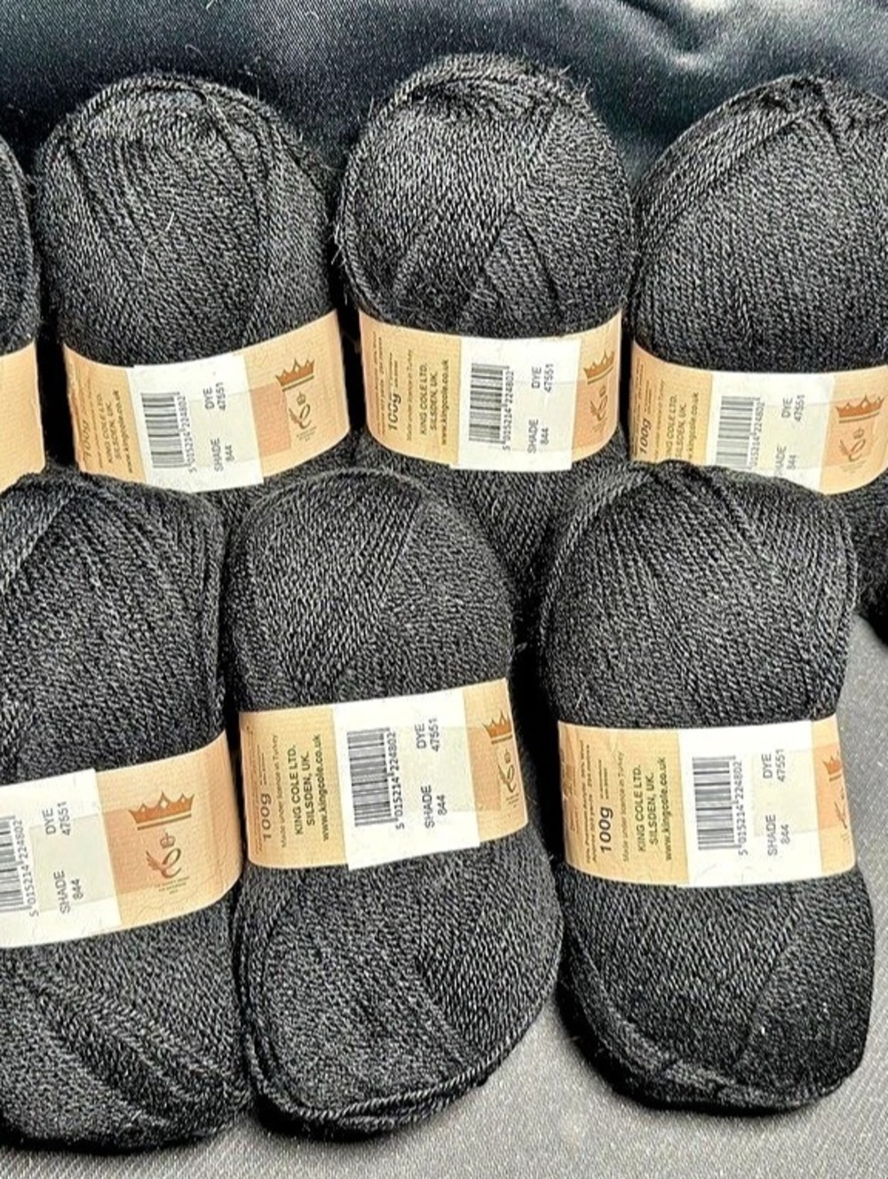 King Cole Brand Wool-Ease Thick & Quick Black Yarn Skeins NWT